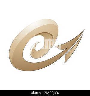 Illustration of Hurricane Shaped Embossed Arrow in Beige Color isolated on a White Background Stock Vector