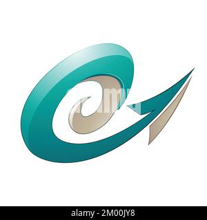 Illustration of Hurricane Shaped Embossed Arrow in Persian Green and Beige Colors isolated on a White Background Stock Vector