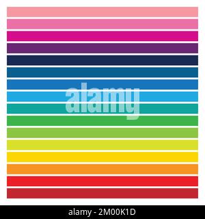 Illustration of Horizontal Thin Rectangles in Rainbow Colors isolated on a White Background Stock Vector