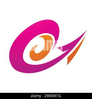 Illustration of Hurricane Shaped Arrow in Magenta and Orange Colors isolated on a White Background Stock Vector
