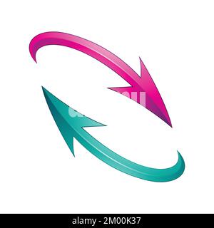 Illustration of Refresh or Recycle Arrows in Magenta and Green Colors isolated on a White Background Stock Vector