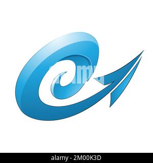 Illustration of Hurricane Shaped Embossed Arrow in Blue Color isolated on a White Background Stock Vector