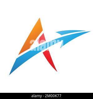 Illustration of Spiky Letter A with a Diagonal Arrow in Red Orange and Blue Colors isolated on a White Background Stock Vector