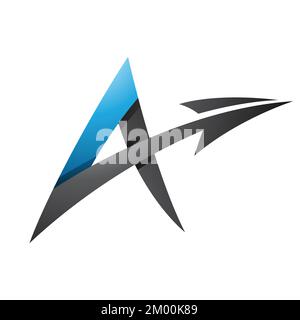 Illustration of Spiky Shaded Letter A with a Diagonal Arrow in Black and Blue Colors isolated on a White Background Stock Vector
