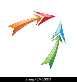 Illustration of Up Facing Orange and Green Arrows isolated on a White Background Stock Vector