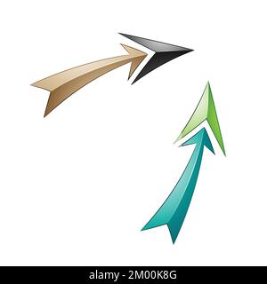 Illustration of Up Facing Beige and Green Arrows isolated on a White Background Stock Vector