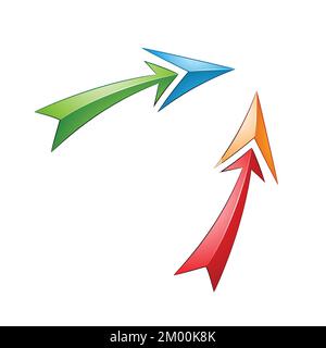 Illustration of Up Facing Green and Red Arrows isolated on a White Background Stock Vector