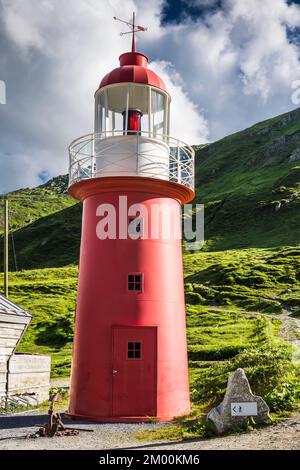 Lighthouse at Oberalp Pass, Canton Graubuenden, Switzerland Stock Photo