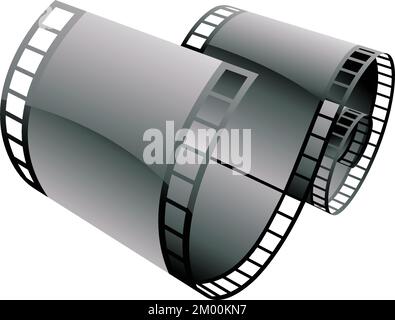 Grey Curly Film Strip on a White Background Stock Vector