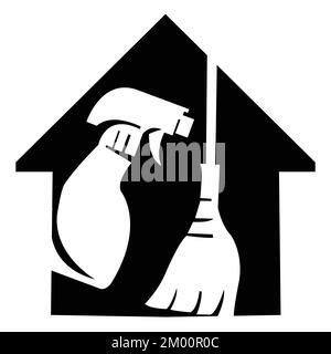 Cleaning service logo design idea. Creative Eco symbol template. Building and House.EPS 10 Stock Vector