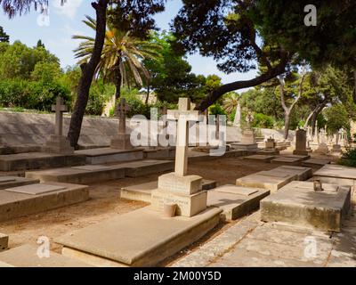 Floriana, Malta - May, 2021: Military Cemetery Pieta (Pietà) located just outside Valletta . The tranquil cemetery is well worth a visit to pay respec Stock Photo