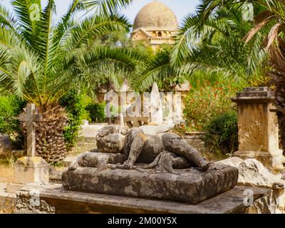 Floriana, Malta - May, 2021: Military Cemetery Pieta (Pietà) located just outside Valletta . The tranquil cemetery is well worth a visit to pay respec Stock Photo