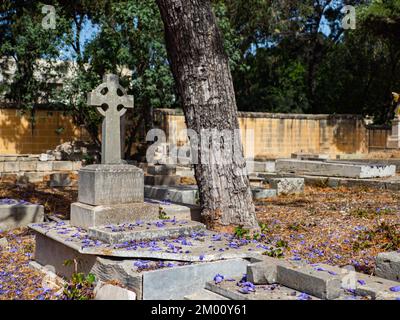 Floriana, Malta - May, 2021: Military Cemetery Pieta (Pietà) located just outside Valletta . The tranquil cemetery is well worth a visit to pay respec Stock Photo