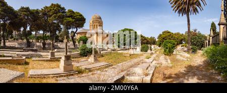 Floriana, Malta - May, 2021: Military Cemetery Pieta (Pietà) located just outside Valletta . The tranquil cemetery is well worth a visit to pay respec Stock Photo