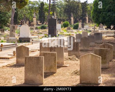 Floriana, Malta - May, 2021: Military Cemetery Pieta (Pietà) located just outside Valletta . The tranquil cemetery is well worth a visit to pay respec Stock Photo