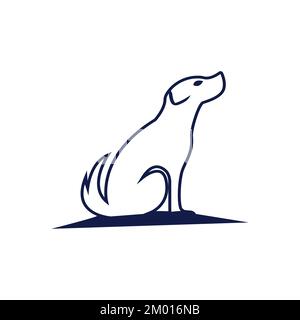 Logotype Lineart dog with white background vector template Stock Vector