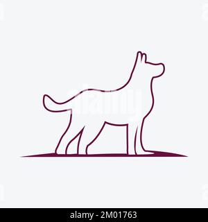 One line drawn dog illustration vector template Stock Vector