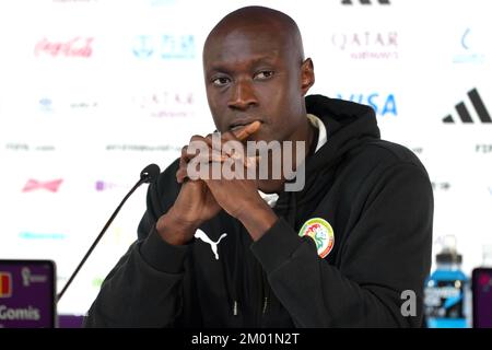Senegal's Alfred Gomis during a press conference at the Main Media Centre in Doha, Qatar. Picture date: Saturday December 3, 2022. Stock Photo