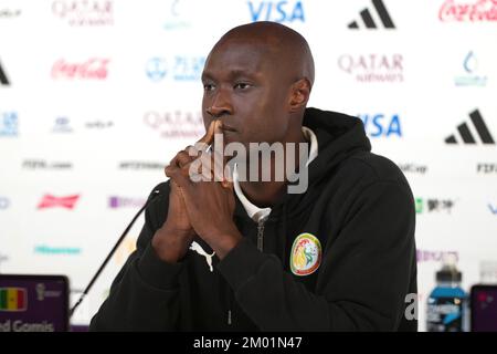 Senegal's Alfred Gomis during a press conference at the Main Media Centre in Doha, Qatar. Picture date: Saturday December 3, 2022. Stock Photo