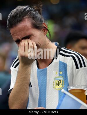 Doha, Qatar. 26th Nov, 2022. LUSAIL CITY, QATAR - NOVEMBER 26: fan of Argentina looks on during the FIFA World Cup Qatar 2022 Group C match between Argentina and Mexico at Lusail Stadium on November 26, 2022 in Lusail City, Qatar. (Photo by Amin Jamali/ATP images) (JAMALI Amin/ATP/SPP) Credit: SPP Sport Press Photo. /Alamy Live News Stock Photo