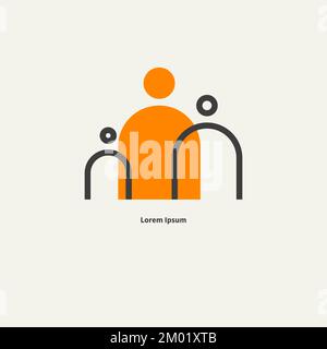 Concept family, team, group logo. Three persons Stock Vector