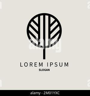Tree logo, environmental protection icon. Nature symbol, natural product concept, geometric tree in shape of circle Stock Vector