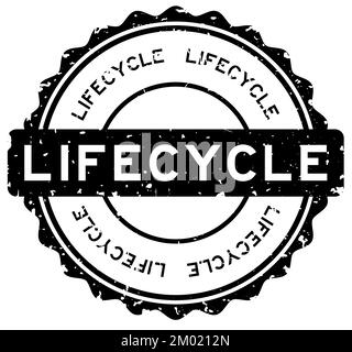 Grunge black lifecycle word round rubber seal stamp on white background Stock Vector