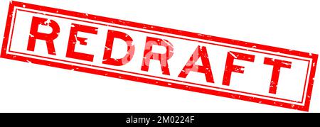 Grunge red rework word square rubber seal stamp on white background ...