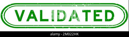 Grunge green validated word rubber seal stamp on white background Stock Vector