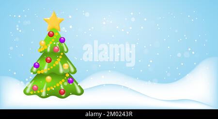 Christmas landscape background with snow and tree Stock Vector Image ...