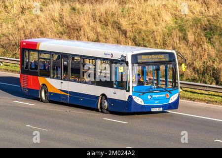 2012 ALEXANDER DENNIS 200 10.7M DART 4461cc automatic STAGECOACH single-decker bus 'Not in Service' travelling on the M6 Motorway, UK Stock Photo