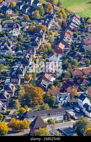 Aerial view, worker's settlement colony Maximilian, Schäferstraße, Uentrop, Hamm, Ruhr area, North Rhine-Westphalia, Germany, DE, Europe, Property tax Stock Photo