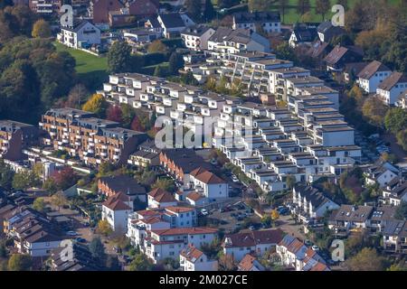 Aerial view, terraced houses Auf der Heide and Weg zum Poethen, Westende, Herdecke, Ruhrgebiet, North Rhine-Westphalia, Germany, DE, Europe, Property Stock Photo