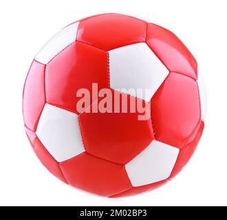 Leather soccer ball isolated on white background. Stock Photo