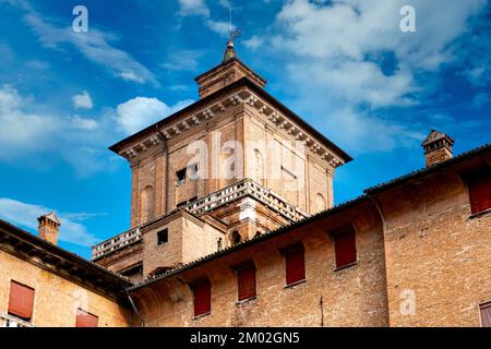 View of one of the towers of Castello Estense, Ferrara, Italy Stock Photo