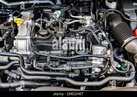 POZNAN, POLAND - SEP 2, 2022: Ford Puma 1.0 EcoBoost hybrid engine Stock Photo