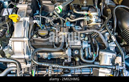 POZNAN, POLAND - SEP 2, 2022: Ford Puma 1.0 EcoBoost hybrid engine Stock Photo