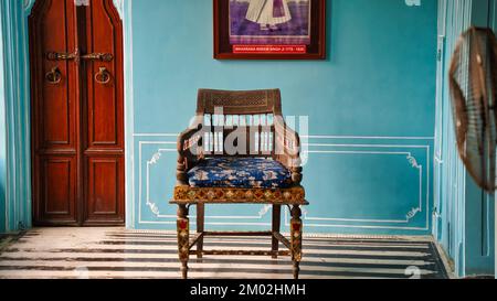 Beautiful light blue colored rooms inside Udaipur's city palace ...