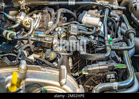 POZNAN, POLAND - SEP 2, 2022: Ford Puma 1.0 EcoBoost hybrid engine Stock Photo