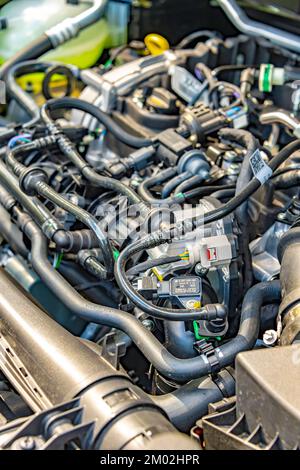 POZNAN, POLAND - SEP 2, 2022: Ford Puma 1.0 EcoBoost hybrid engine Stock Photo