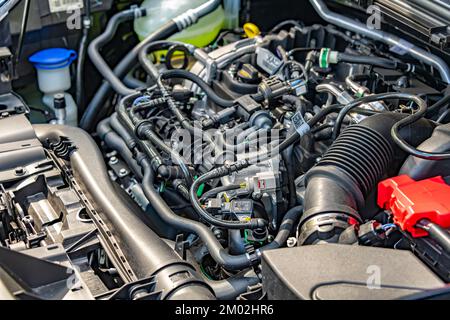 POZNAN, POLAND - SEP 2, 2022: Ford Puma 1.0 EcoBoost hybrid engine Stock Photo