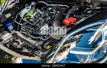 POZNAN, POLAND - SEP 2, 2022: Ford Puma 1.0 EcoBoost hybrid engine Stock Photo