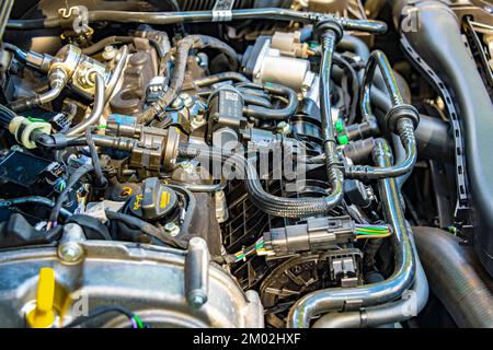 POZNAN, POLAND - SEP 2, 2022: Ford Puma 1.0 EcoBoost hybrid engine Stock Photo