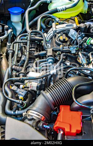 POZNAN, POLAND - SEP 2, 2022: Ford Puma 1.0 EcoBoost hybrid engine Stock Photo