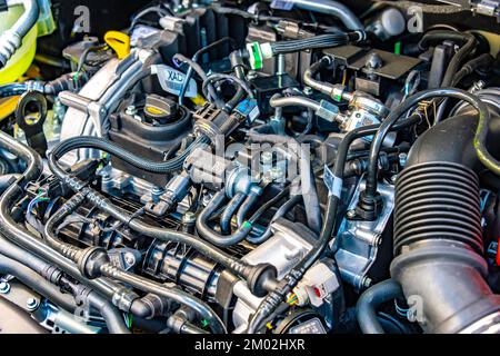 POZNAN, POLAND - SEP 2, 2022: Ford Puma 1.0 EcoBoost hybrid engine Stock Photo