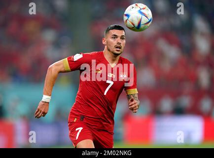 Serbia's Nemanja Radonjic during the FIFA World Cup Group G match at Stadium 974 in Doha, Qatar. Picture date: Friday December 2, 2022. Stock Photo
