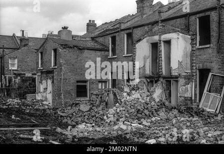 1976 archive photograph of part demolished houses in William Street, Finchley. Stock Photo