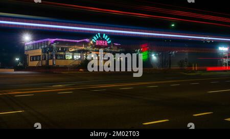 NORWALK, CT, USA - NOVEMBER 25, 2022: Post Road Diner on Post road or Road 1 on Black Friday Stock Photo