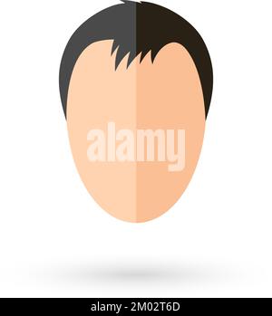 Male Faceless Head Avatar Icon with Black Hairstyle. Illustration with Shadow on White Stock Vector