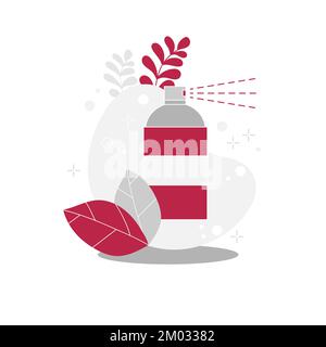 Spray paint in the modern color of the year Viva Magenta. Banner for site design, application. Graphic designer tool on white background Stock Vector